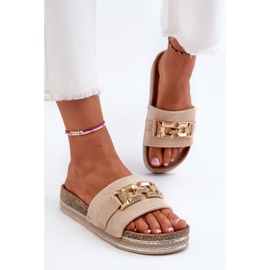 Flip-flops Dama Platforma Cu Decorat, Bej Vapireta 5