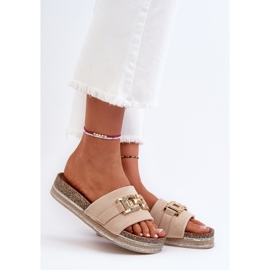 Flip-flops Dama Platforma Cu Decorat, Bej Vapireta 3