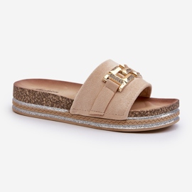 Flip-flops Dama Platforma Cu Decorat, Bej Vapireta 2