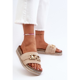 Flip-flops Dama Platforma Cu Decorat, Bej Vapireta 4