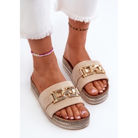 Flip-flops Dama Platforma Cu Decorat, Bej Vapireta 7