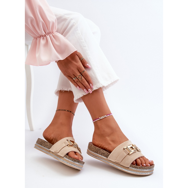 Flip-flops Dama Platforma Cu Decorat, Bej Vapireta 1