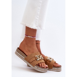 FK1 Flip-flops Dama Platforma Cu Decorat Vapireta Camel maro 4