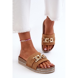 FK1 Flip-flops Dama Platforma Cu Decorat Vapireta Camel maro 6