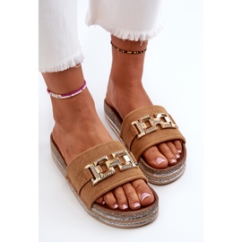 FK1 Flip-flops Dama Platforma Cu Decorat Vapireta Camel maro 9