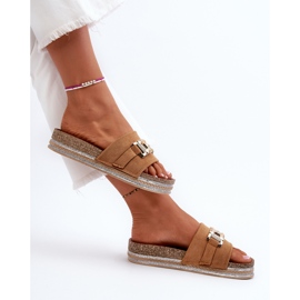 FK1 Flip-flops Dama Platforma Cu Decorat Vapireta Camel maro 2