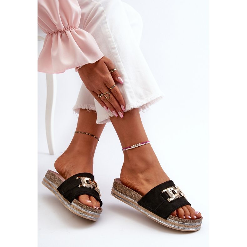 FK1 Flip-flops Dama Platforma Cu Decorat, Vapireta Neagra negru 1