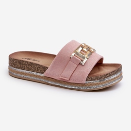 Flip-flops Dama Platforma Cu Decorat, Roz Vapireta 2