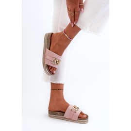 Flip-flops Dama Platforma Cu Decorat, Roz Vapireta 8