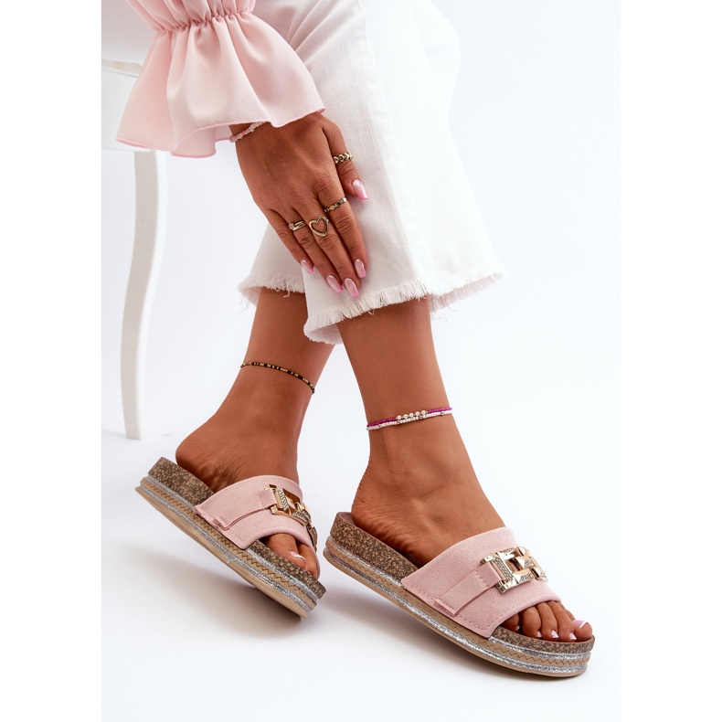 Flip-flops Dama Platforma Cu Decorat, Roz Vapireta 1