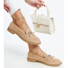 Mocasini bej cu fundita decorativa de la Endike 1 Mocasini bej cu fundita decorativa de la Endike 1