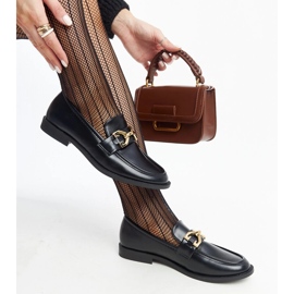 Mocasini cu catarama neagra Lea negru 1