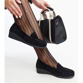 Mocasini negru din piele intoarsa Sakena 1