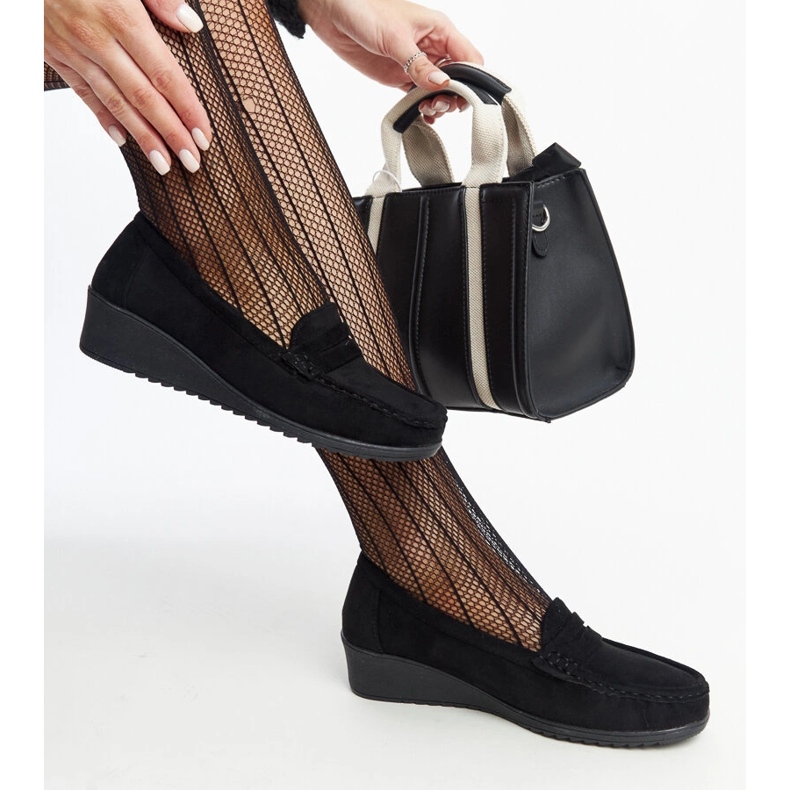 Mocasini negru din piele intoarsa Sakena 1