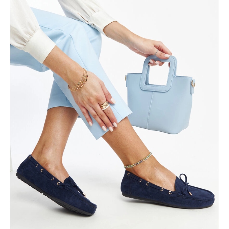 Mocasini bleumarin din piele intoarsa de la Aneesa albastru 1