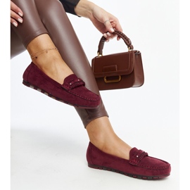 Mocasini bordeaux cu curea decorativă de la Widaad roșu 1