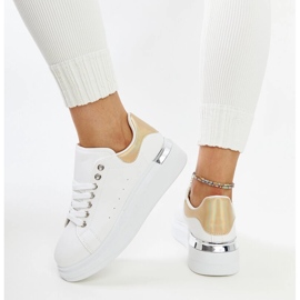 Pantofi sport albi cu inserție Meriana aurie 1