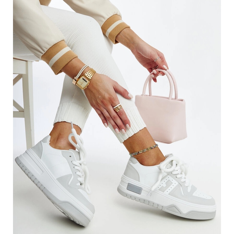 Adidași Galit albi și gri cu talpă groasă 1