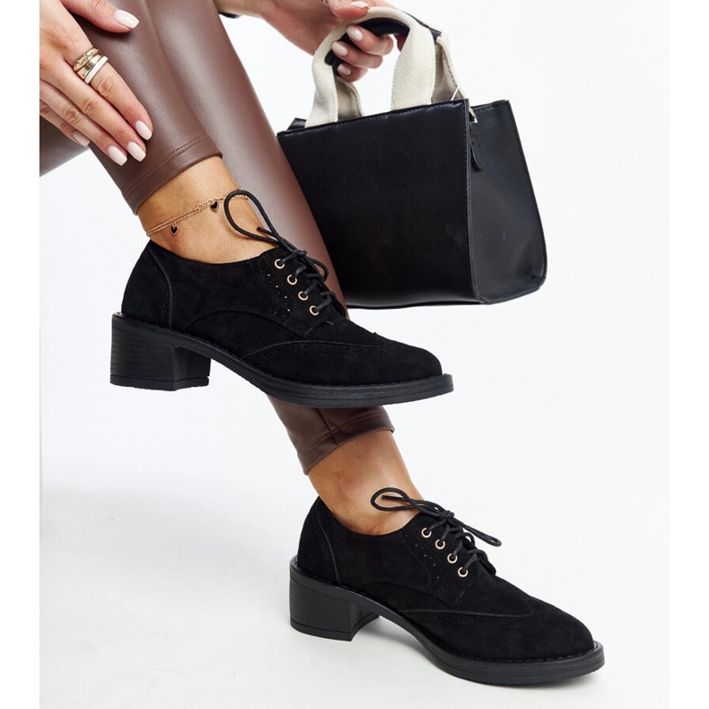 Pantofi cu toc Tigard din piele intoarsa neagra negru 1