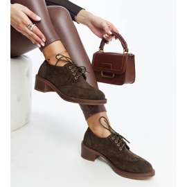 Pantofi cu toc inalt din piele intoarsa verde de la Tigard 1