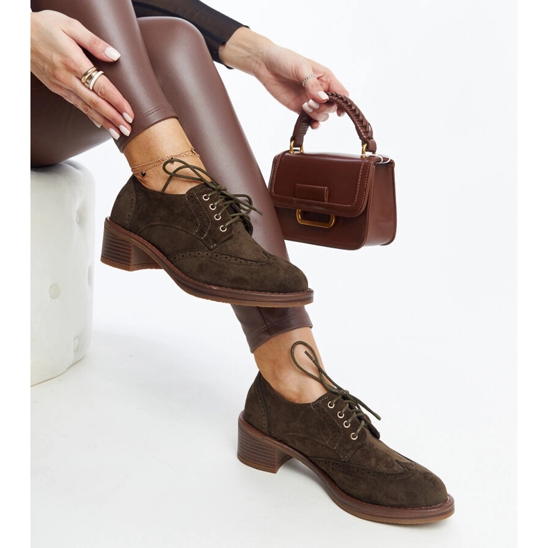 Pantofi cu toc inalt din piele intoarsa verde de la Tigard 1