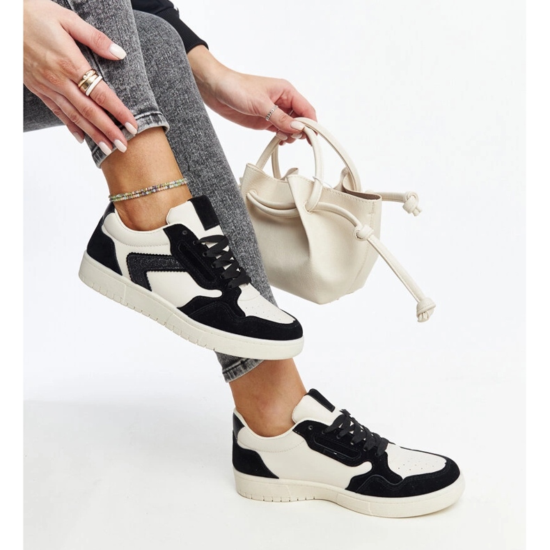 Adidasi Juwan cu sclipici alb și negru 1