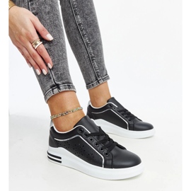 Tenisi negri ajurati cu sclipici Zorka negru 1 Tenisi negri ajurati cu sclipici Zorka negru 1