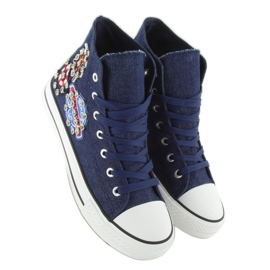 Adidași înalți cu pietre BL101P Navy albastru marin 4