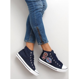 Adidași înalți cu pietre BL101P Navy albastru marin 1