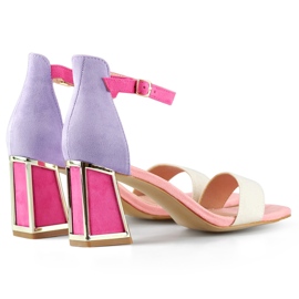 Sandale de dama roz cu toc inalt cu inchidere la glezna 1