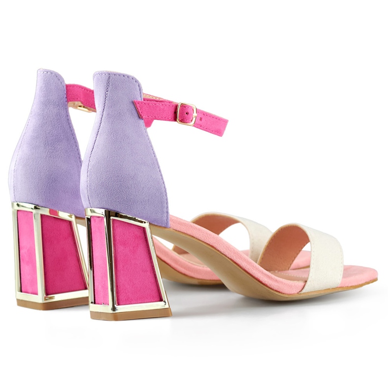 Sandale de dama roz cu toc inalt cu inchidere la glezna 1