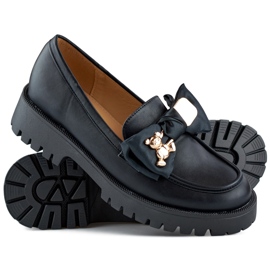 Mocasini negri cu fundita, mocasini cu ursuleti negru 1 Mocasini negri cu fundita, mocasini cu ursuleti negru 1