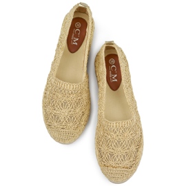 Espadrile de dama din dantela aurie de aur 1