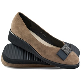 Pantofi din piele intoarsa de culoare taup, pantofi cu panta joasa bej 1