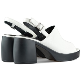 Sandale de dama albe cu toc negru 1 Sandale de dama albe cu toc negru 1