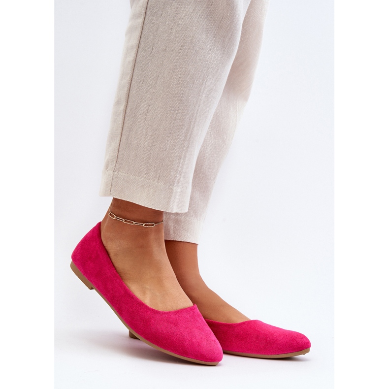 Balerini de piele intoarsa de dama Fuchsia Kommia roz 2
