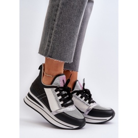 Pantofi de damă cu pană și platformă cu sclipici Negru Rafani 2