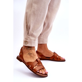 Zazoo Sandale confortabile maro Kayla din piele 3