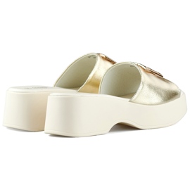 Flip-flops aurii, eleganti, confortabili, cu talpa groasa de aur 1