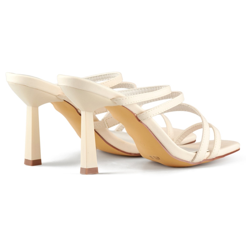 Flip-flops de damă bej elegant, cu toc înalt 1