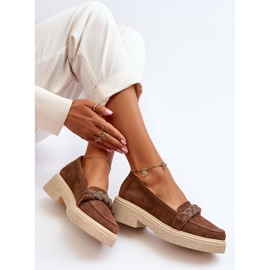 Zazoo 3429/W Mocasini de damă din piele intoarsa cu decor, maro 1