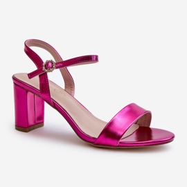 Sandale metalice cu toc inalt Fuchsia Glindra roz 1