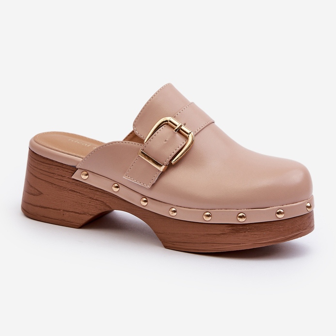 Flip-flops de damă bej Seprilla Clog cu cataramă 1