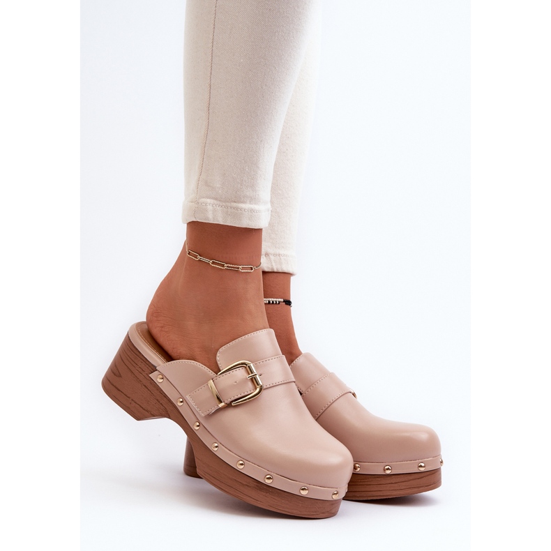 Flip-flops de damă bej Seprilla Clog cu cataramă 2