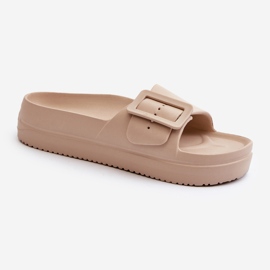 Flip-flops de damă din spumă pe platformă cu cataramă Big Star NN274A666 bej 2