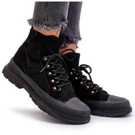 Pantofi de damă cu partea superioară elastică Negru Kalyne 8