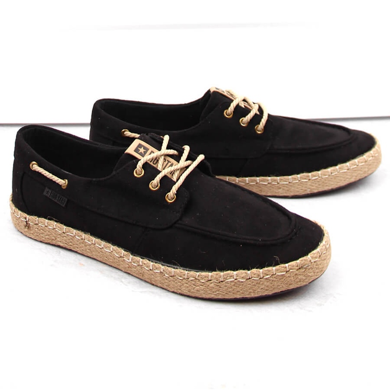 Pantofi barbatesti din piele intoarsa, mocasini, espadrile negre Big Star NN174051 negru 1