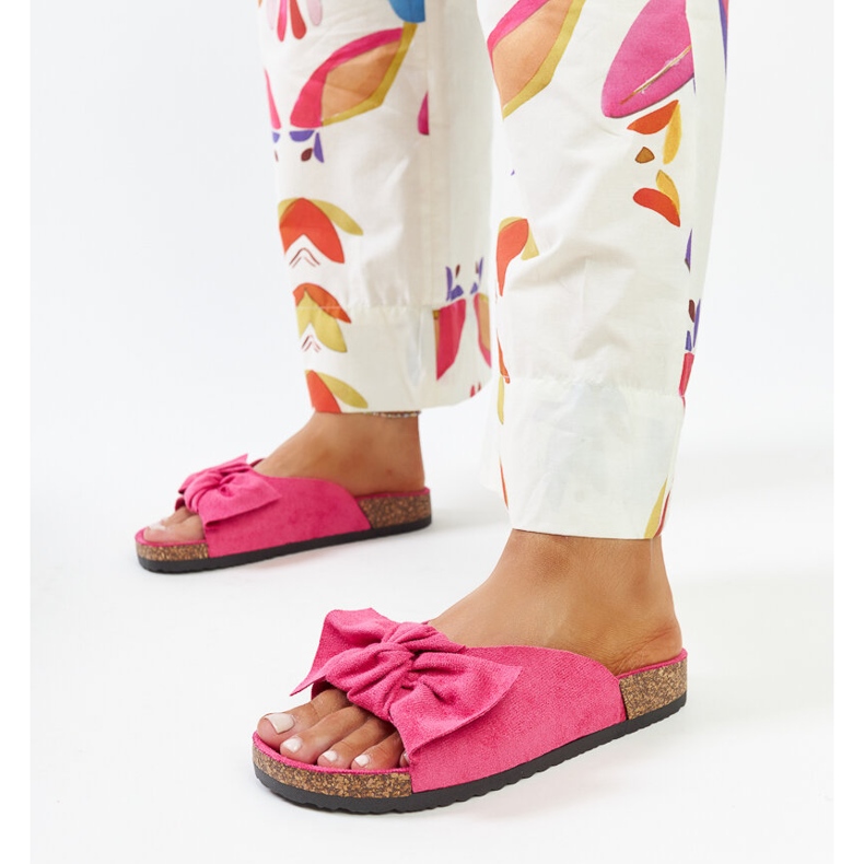 Șlapi roz închis cu talpă din plută de la Aamu 1