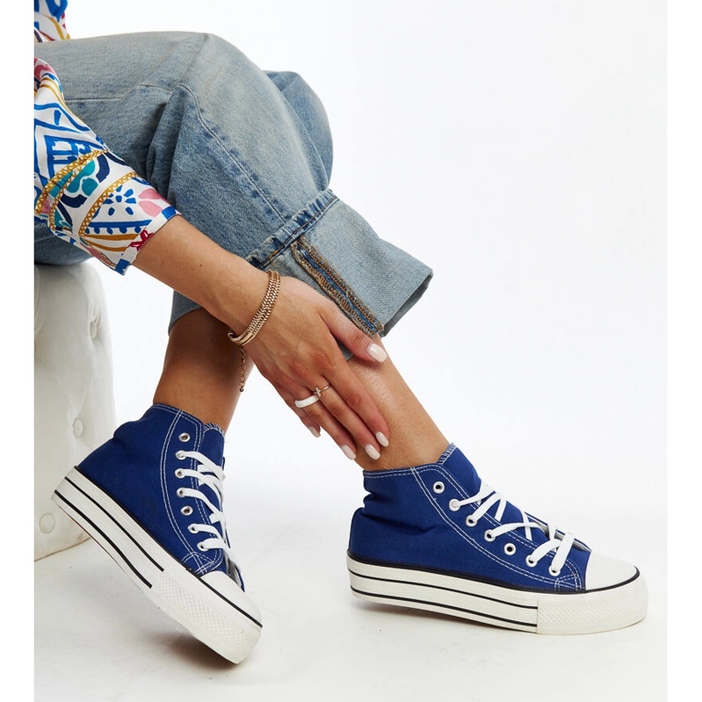 Tenisi înalți albaștri cu talpă groasă de la Bagy albastru 1