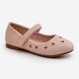 Balerini pentru copii cu inimioare, prinsi cu Velcro, Danaella roz 1